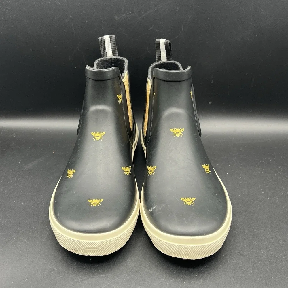 Joules Rainwell Wellington Boots Women's Black Gold Bee Waterproof Size US 5